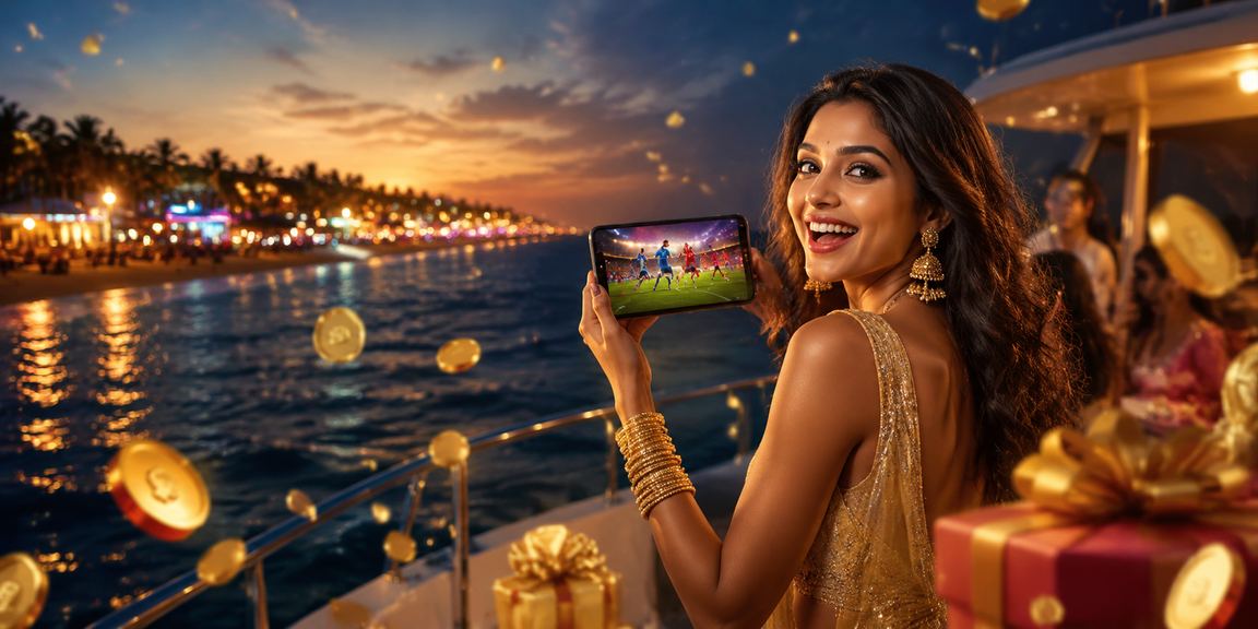 Scenic Goa beach with mobile casino gaming experience